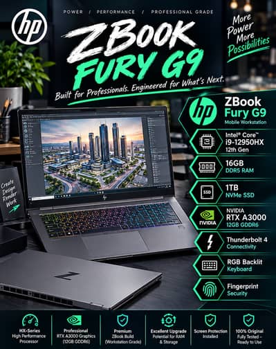 HP ZBook Fury G9 Laptop - Core i9 12th Gen - RTX A3000 12GB