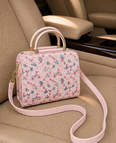 Pink Floral Cross Body Bag For Girls - Handbag With Long Strap