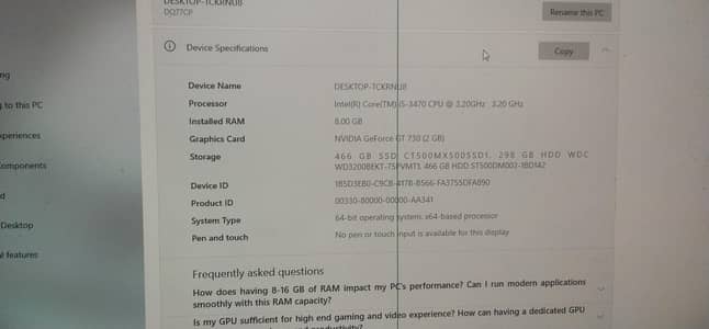 HP i5 3rd generation 2 GB Graphic Card