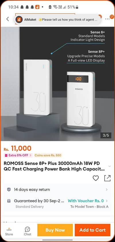 ROMOSS Sense 8P+ Plus 30000mAh 18W PD QC SuperFast Charging Power Bank