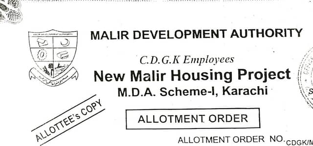 SECTOR 25 , MDA SCHEME-1 , NEW MALIR HOUSING PROJECT KARACHI