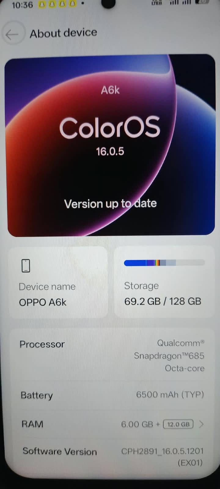 OPPO A6k 0