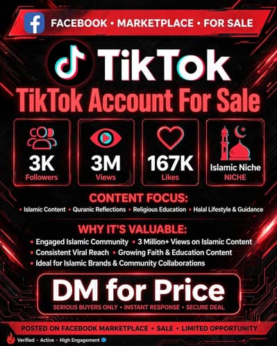 TikTok Account For Sale 3K Followers 3M Views