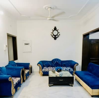 Beautiful royal blue sofa set with side openable sattee and centre set