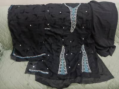 3pcs unstitch beautiful embellished pure fabric throw away prices