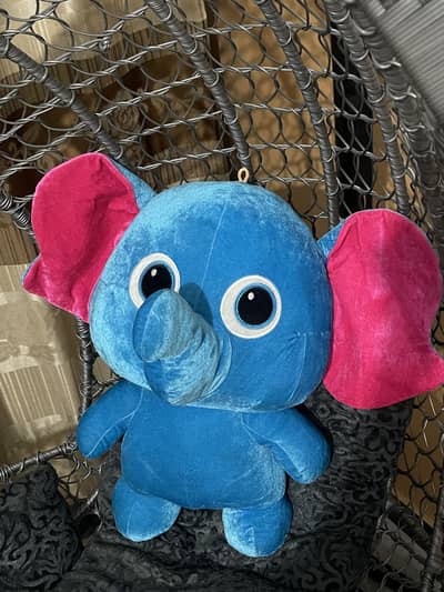 Baby Elephant Stuffed Toy Blue - Big Eyes - Gift For Kids - Like New