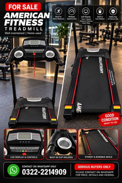 American Fitness Treadmill For Sale (Well Maintained Condition)