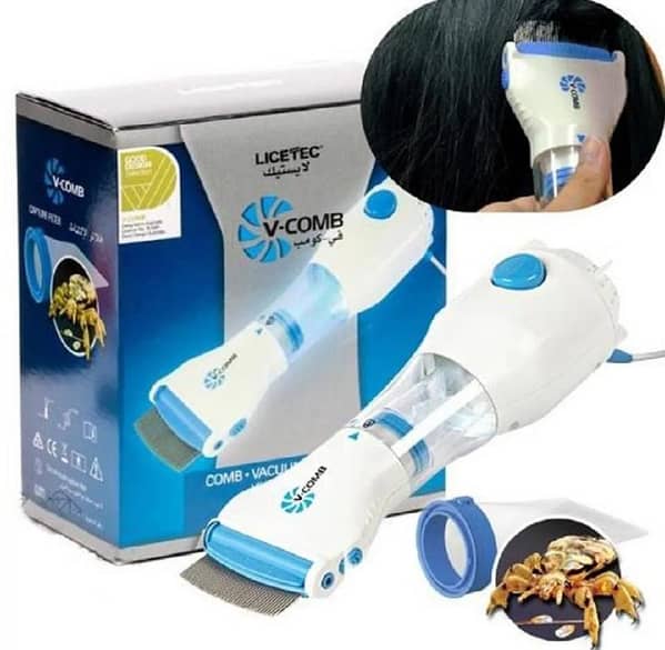 V-Comb Electronic Head Lice Removal Machine Rechargeable Anti-Lice Comb with Vacuum Technology | Head Lice & Nits Remover for Kids & Adults | Chemical-Free Hair