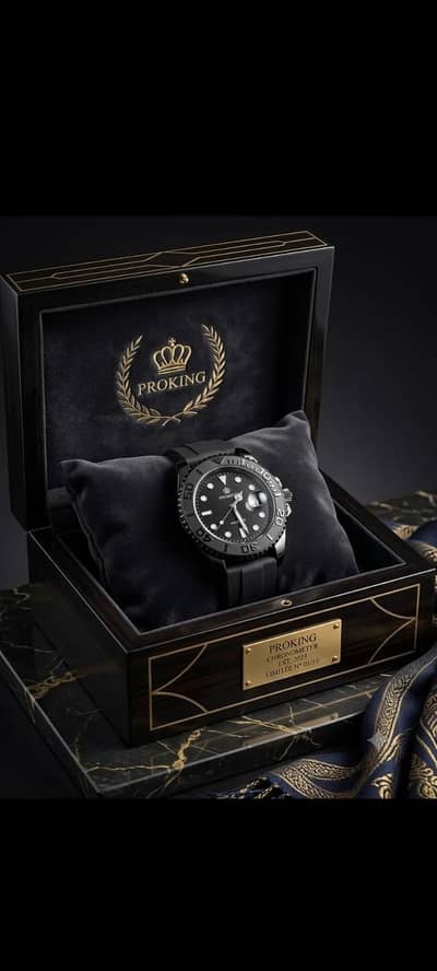 Proking Black Dial Rubber Strap Dive Watch – Black – Black