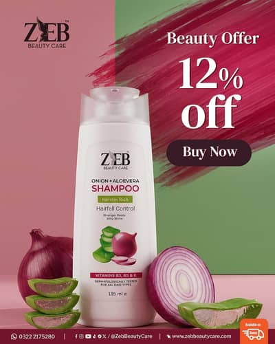 Zeb Onion and Aloe Vera Shampoo - Keratin rich, Hair fall control.