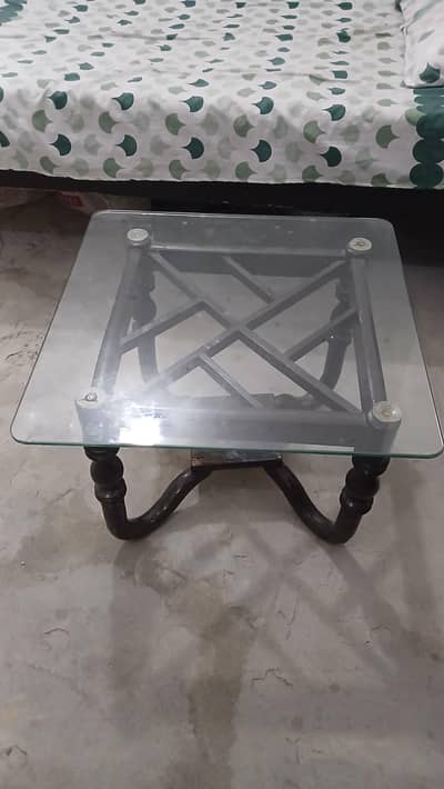 Solid Wood Glass Top Coffee Table / Side Table in Good Condition