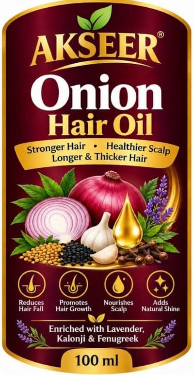100% Organic Onion Hair Oil – Stop Hair Fall & Regrow Hair (100ml)