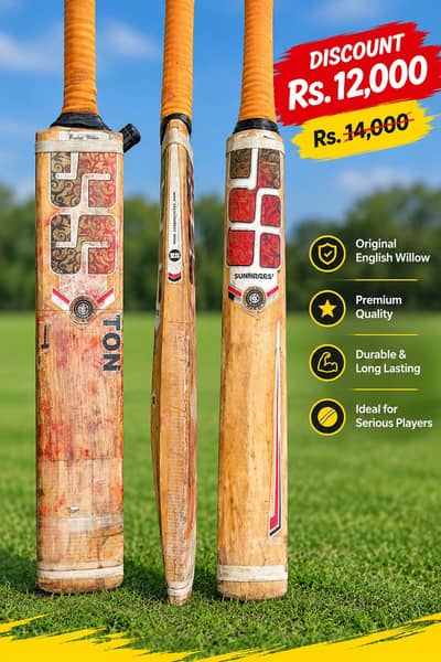 SS Premium Sunridges TON Willow Cricket Bat for Hard Ball