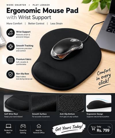 Ergonomic Mouse Pad with Wrist Support
