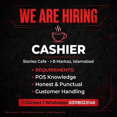 Hiring male/Female as a cashier in shisha cafe (Stories i8)