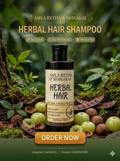 Natural herbs homemade shampoo amla, retha ,shikakai 250ml bottle