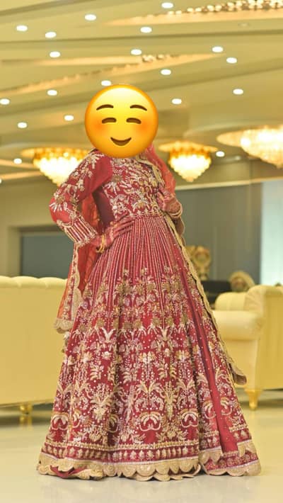Red Anarkali frock, bridal formal look