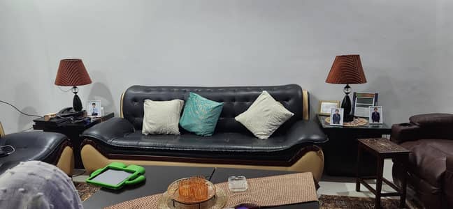 3,2,1 leather sofa srt and wooden single sofas two pairs