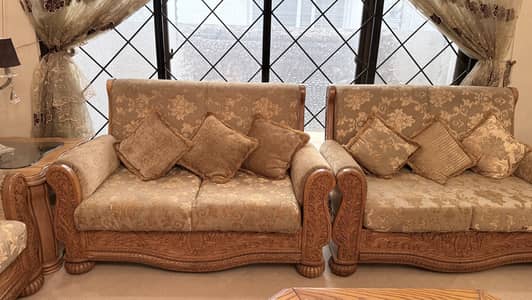 Luxury 12 Seater Carved Wooden Sofa Set –