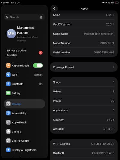  **iPad Mini 5 64GB WiFi Only – 10/9 Condition**