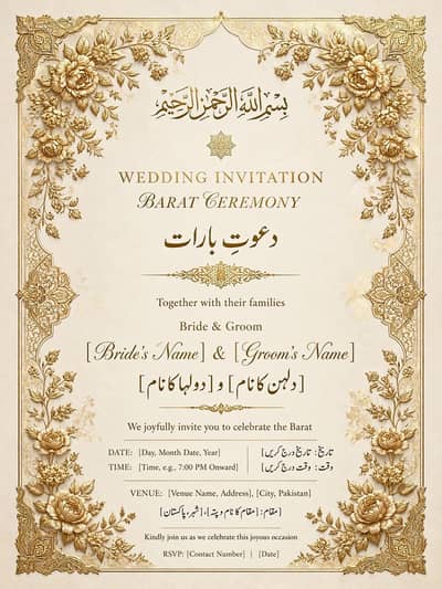 Barat Walima Mehndi Wedding card Designs