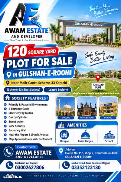 120 Square Yard Plot For Sale In GULSHAN-E-ROOMI