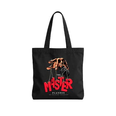 Master Planner Black Canvas Tote Bag with Inner Zip Pocket