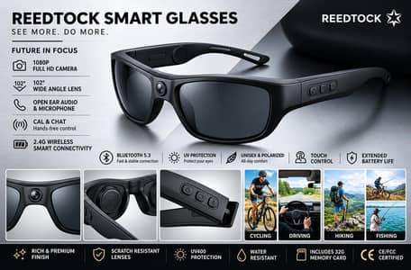 REEDTOCK® Smart Camera Sunglasses | Open-Ear Bluetooth, & UV Protec. . .