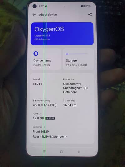One Plus 9 5g   12==256