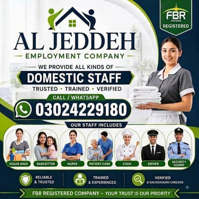 Female Maid, Professional Cook, Chef, Driver, Babysiter, Nurse, Helper