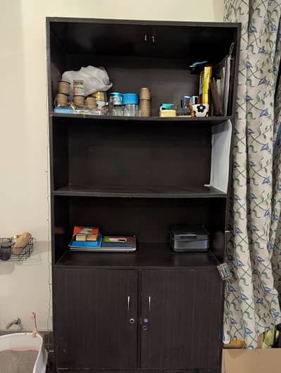 Shelf racks and two cupboards