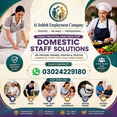 Maid, Nanny, Cook , Babysiiter & Driver all Domestic Staff Services