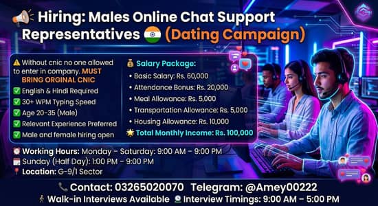 Hiring: Males Online Indian Chat Support Representatives