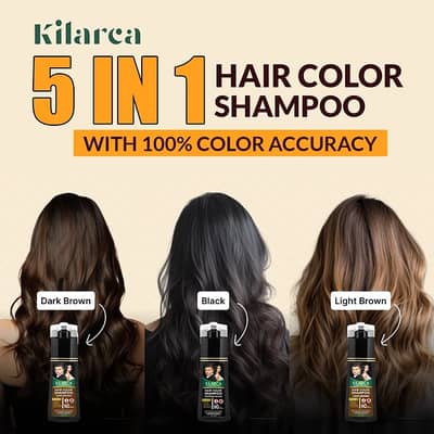 Kilarca 5 in 1 hair color shampoo 200 ML Korean brand 3 Shades