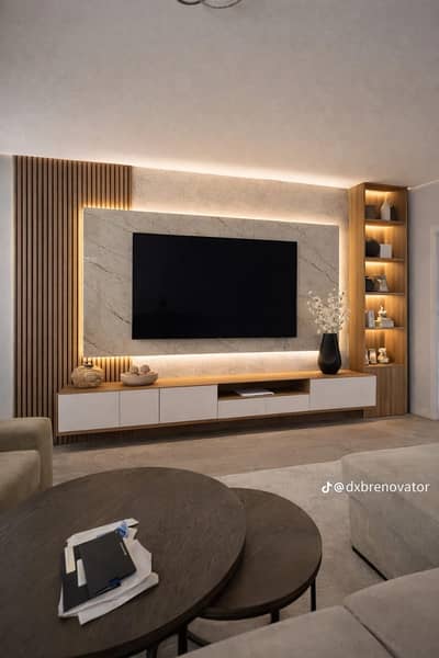 Media Wall / fire place / Kitchen Cabinets / PVC Cabinets / home deco