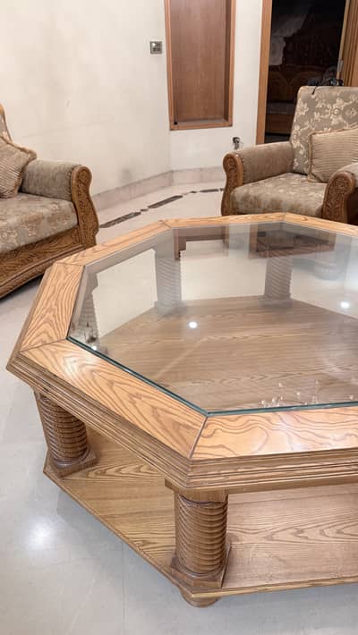 Luxury Large Centre Table + 3 Matching Corner Tables – Glass Top – Rs
