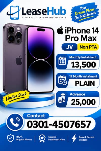 Apple iPhone 14 Pro Max JV Non Pta on Easy Installment Only Lahore