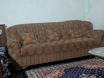 5 Seater Sofa Set with Glass Top Center & Corner tables (Full RoomSet)