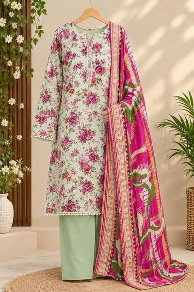 Stylish 3Pc Lawn Woman's unstitched digital print