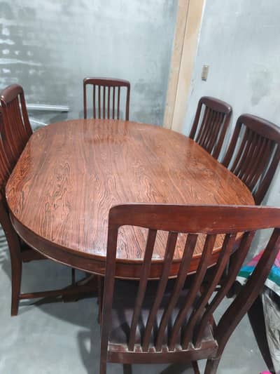 Pure heavy  Wooden Dining table with 6 chair in excellent condition
