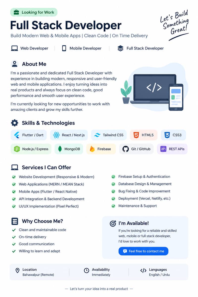Full-Stack Web & Mobile App Developer | React | Node. js | JavaScript 0