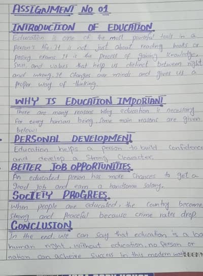 Title: Professional Handwriting Assignment Work for Students