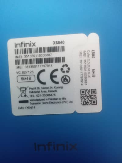 INFINIX SMART 20 model finix RAM 4 /64 GB