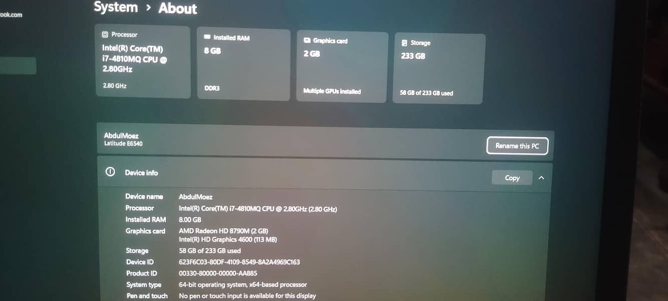 Dell laptop E6540 1
