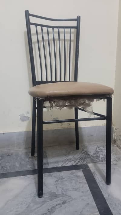 Used Metal Dining Chair with Cushioned Seat – Black Frame