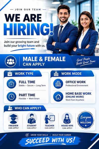 Online & Office Job Opportunities for Male & Female - Apply Now