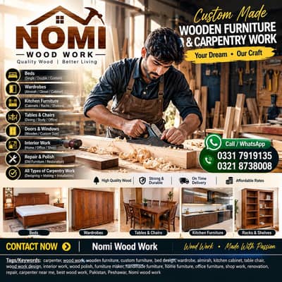 carpenter service wooden furniture beds wardrobes kitchens  woodwork