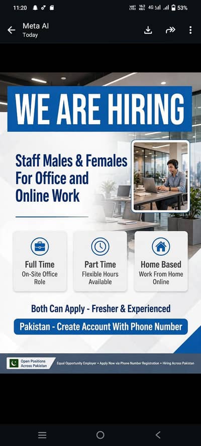 hiring staff males & females for work