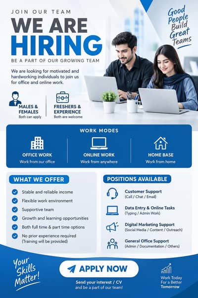 We  are hiring staff for work