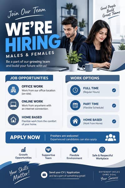 Hiring staff Males and Females for work